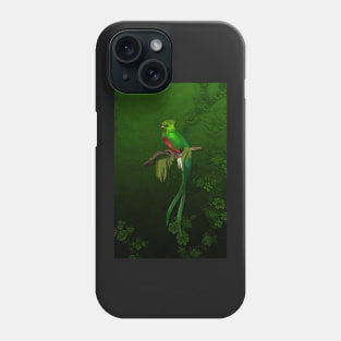 Exotic Quetzal Bird on Green Floral Phone Case