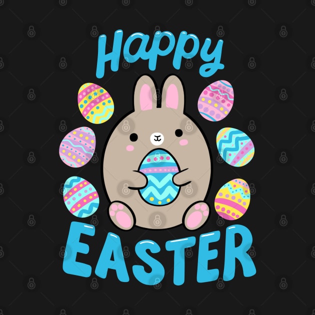 Happy Easter cute Easter bunny holding an egg by Yarafantasyart