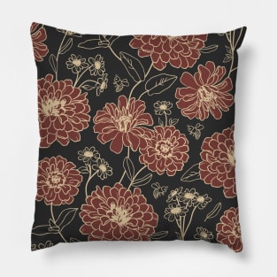 Floral pattern (zinnia, marigold, and daisy flowers) Pillow