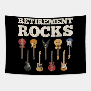 Vintage Retirement Rocks Guitar Player Funny Guitarist Humor Outfit Tapestry