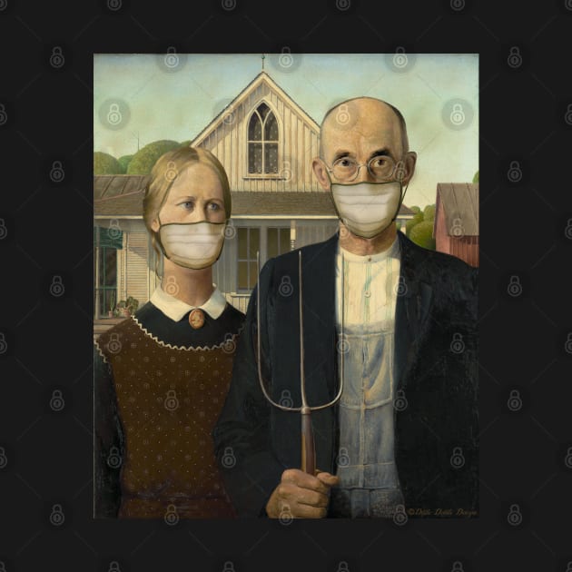 Famous Painting Americana Masked Farmer and Wife by Dibble Dabble Designs