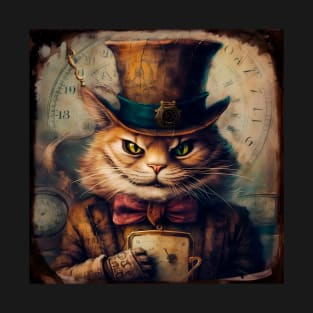 Steampunk Cheshire Cat Retro Alice in Wonderland T-Shirt