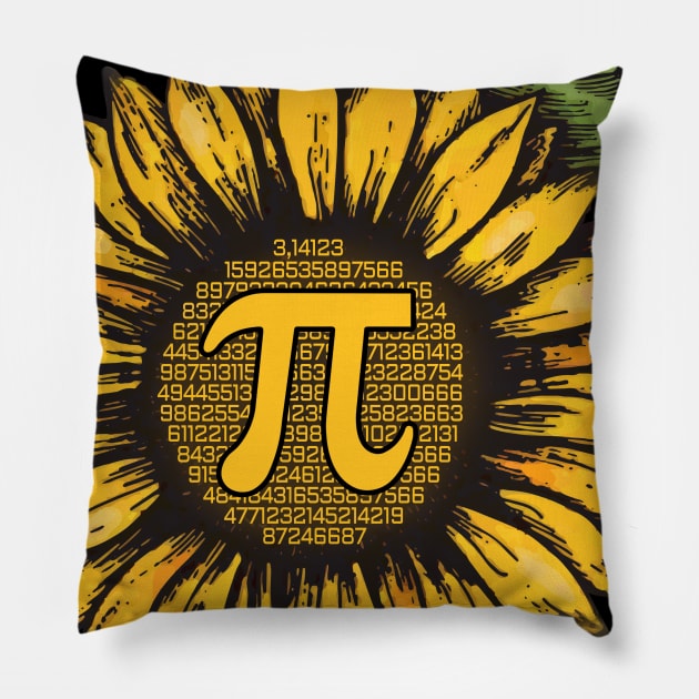 Pi Day Mathematic Symbol With Sunflower Costume Gift Pillow by Ohooha