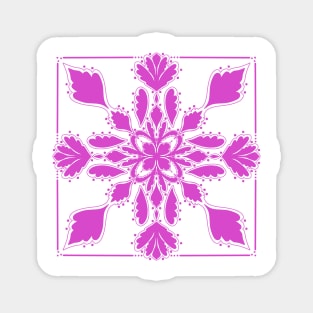 Acanthus Tile in Pink on White Background Magnet