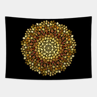 Mushroom Mandala design in tans and browns with polka dots Tapestry