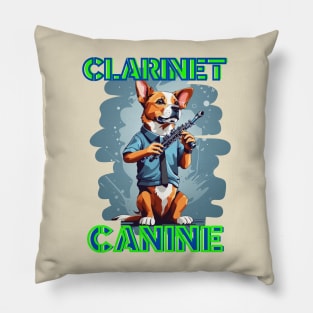 Dog Clarinetist: "Clarinet Canine" Pillow