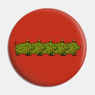 Funny Christmas Tree Pig Five Pin