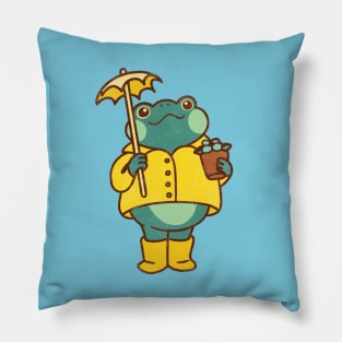 rainy day frog Pillow