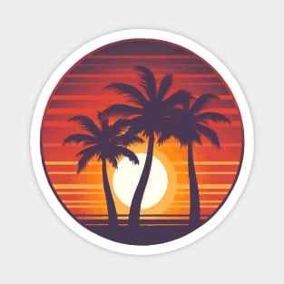 Palmetto Trees Silhouettes Beach Sunset Design Magnet