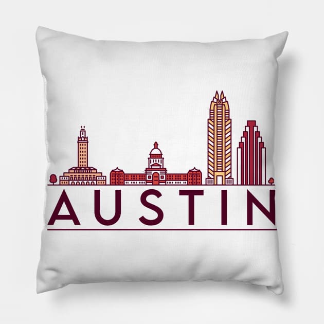 Austin cityscape Pillow by SerenityByAlex