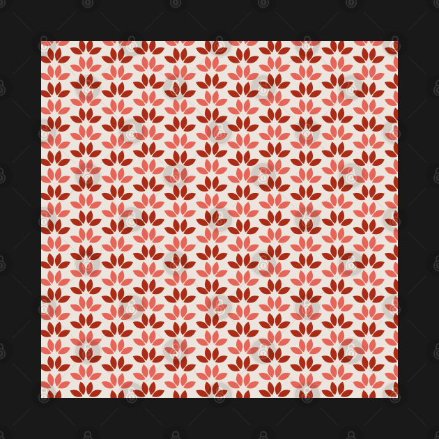 Red and Coral Modern Leaves by FrancesPoff