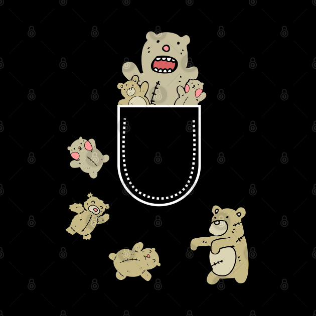 Zombie Teddy Bears Falling Out of a Shirt Pocket by Apathecary