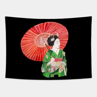 Red parasol geisha Tapestry