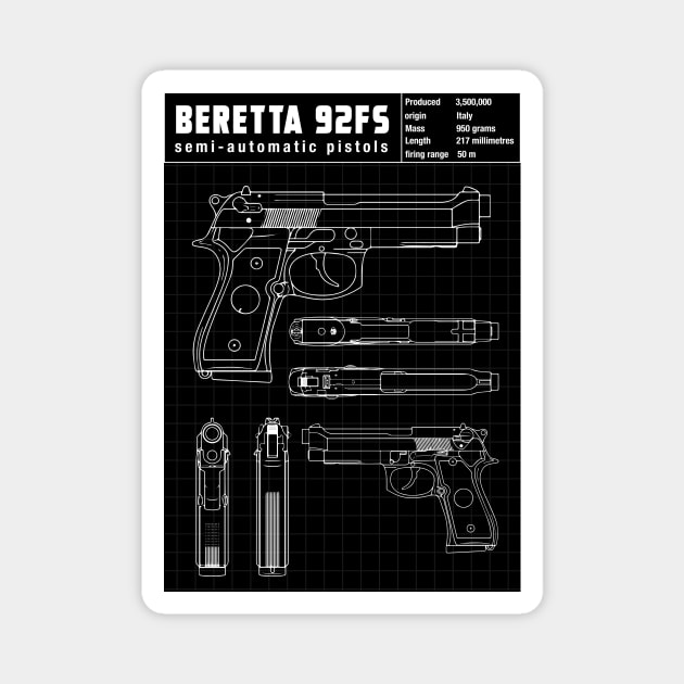 BARETTA 92FS Magnet by theanomalius_merch