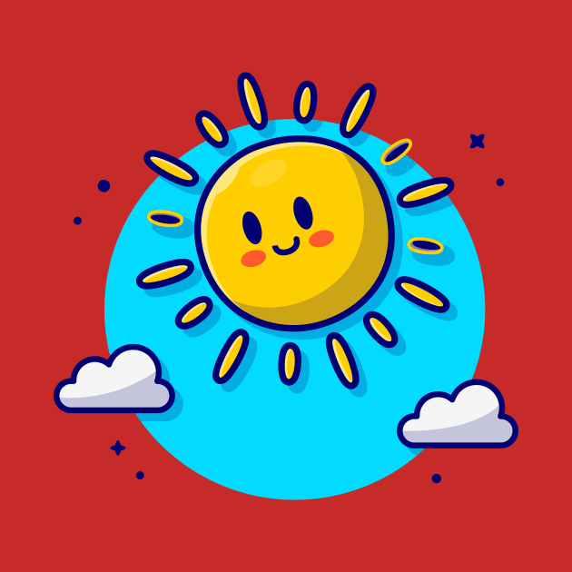 Cute Sun Rise And Clouds Cream Cartoon Vector Icon Illustration by Catalyst Labs