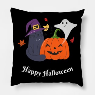 Happy Halloween! Happy Fall Season Autumn Vibes Halloween Thanksgiving and Fall Color Lovers Pillow