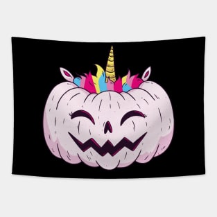 halloween UNICORN PUMPKIN funny Tapestry