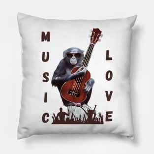 monkey music love dance guitar Pillow