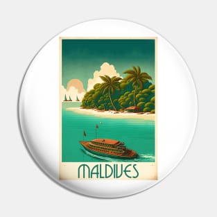 Maldives Island Vintage Travel Art Poster Pin