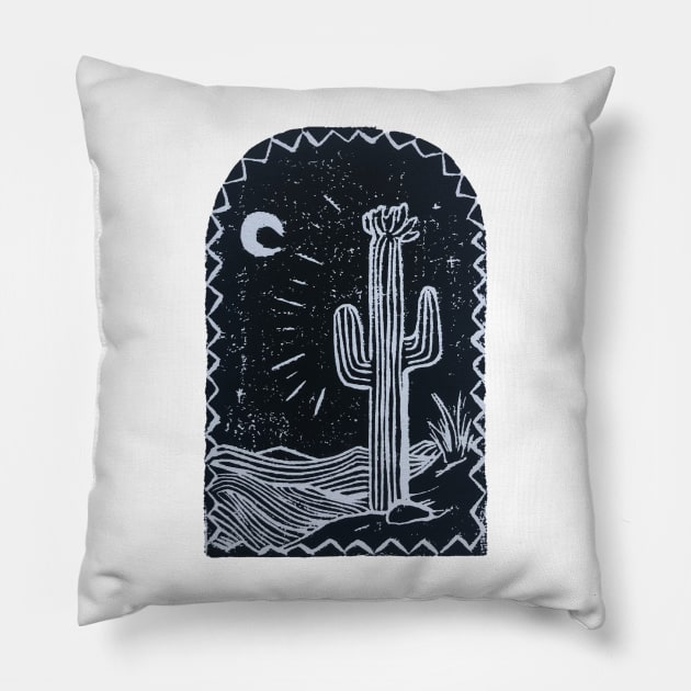 DESERT CACTUS Southwestern Mexico Aesthetic Nature Lover Ink Illustration Pillow by DXTROSE