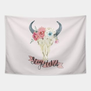 Stay Wild Boho Steer Tapestry