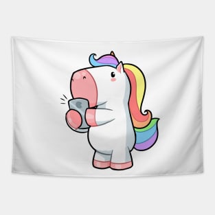 Kawaii unicorn on phone Tapestry