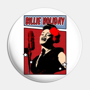 Billie Holiday Comic style Pin