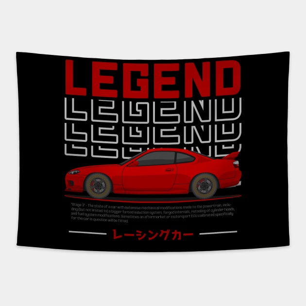 Tuner Red Silvia S15 JDM Tapestry by GoldenTuners