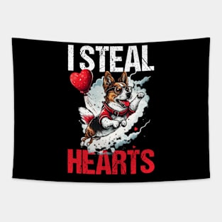 Funny Dog Valentine day Gift ideas Saying For Dog Owner - I Steal Hearts Tapestry