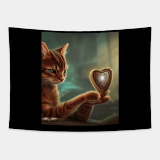 a cat wih a heart Tapestry