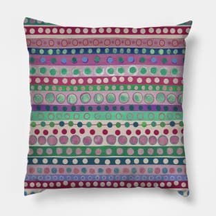 Multi Dots and Stripes Dark Pastels Pillow