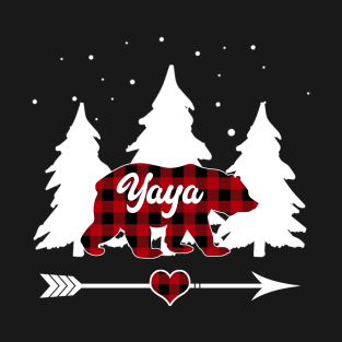 Yaya Bear Buffalo Plaid Christmas Matching Family Pajama T-Shirt