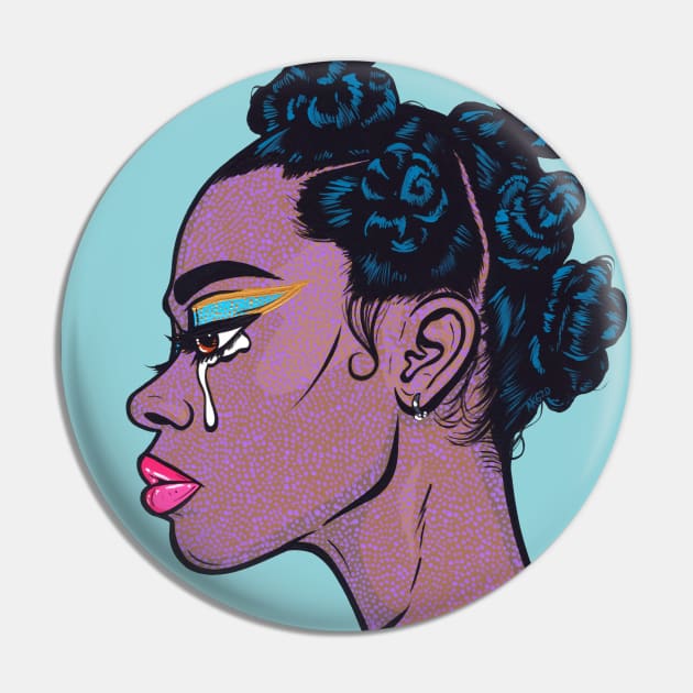 Black Crying Comic Girl Pin by turddemon