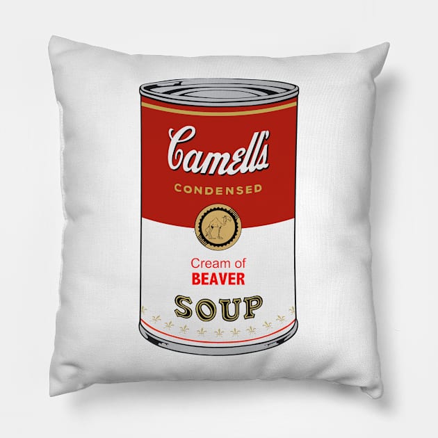 Camell’s Cream of BEAVER Soup Pillow by BruceALMIGHTY Baker