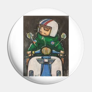 Retro Scooter, Classic Scooter, Scooterist, Scootering, Scooter Rider, Mod Art Pin