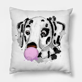 Cute Dalmatian puppy with bubblegum Pillow