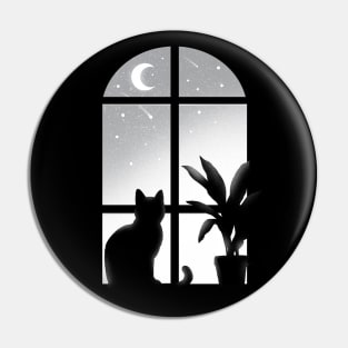 Cat window - Kitty looking stars - infinite night - beautiful moon Pin