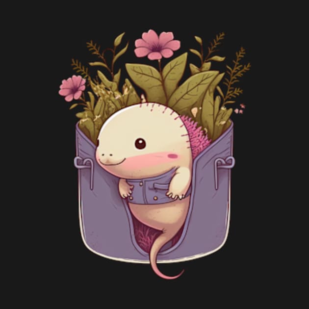 Cute Axolotl in a Pocket by UnrealArtDude