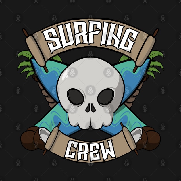 Surfing crew Jolly Roger pirate flag by RampArt