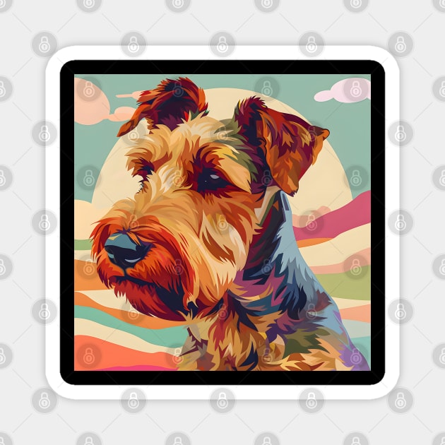 70s Airedale Terrier Vibes: Pastel Pup Parade Magnet by NatashaCuteShop