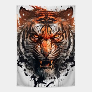 Tiger Portrait Animal Painting Wildlife Outdoors Adventure Tapestry