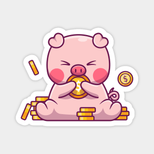 Cute pig with gold  coin Magnet