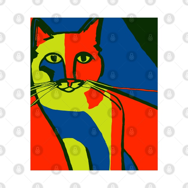 Colorful Minimalist Abstract Cat by JoeStylistics