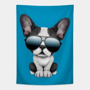 Cute French Bulldog Puppy Wearing Sunglasses Tapestry