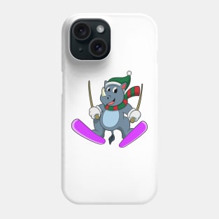 Rhino as Ski jumper with Skis & Scarf Phone Case