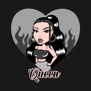 Queen Girl Doll Light Black v2 Heart T-Shirt