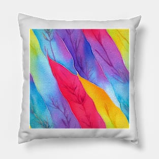 Colorful watercolor leaves pattern Pillow