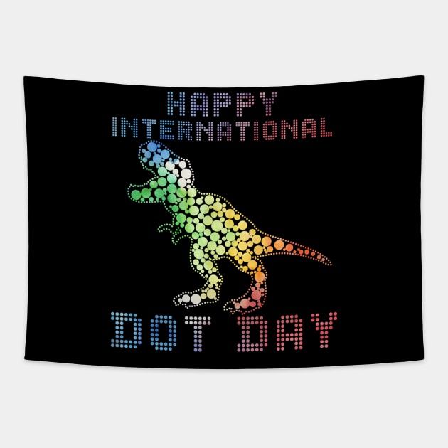 Funny Polka Dot T Rex Dinosaur September 15th Dot Day Tapestry by peskyrubeus