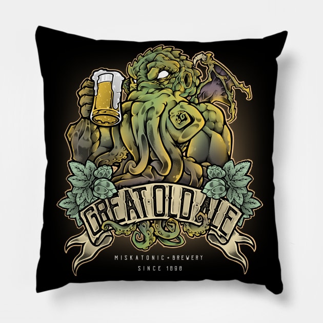 Miskatonic Brewery Pillow by Fearcheck