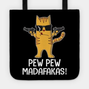 Pew Pew Madafakas Cat Crazy Vintage Funny Cat Owners Cat Lovers Tote